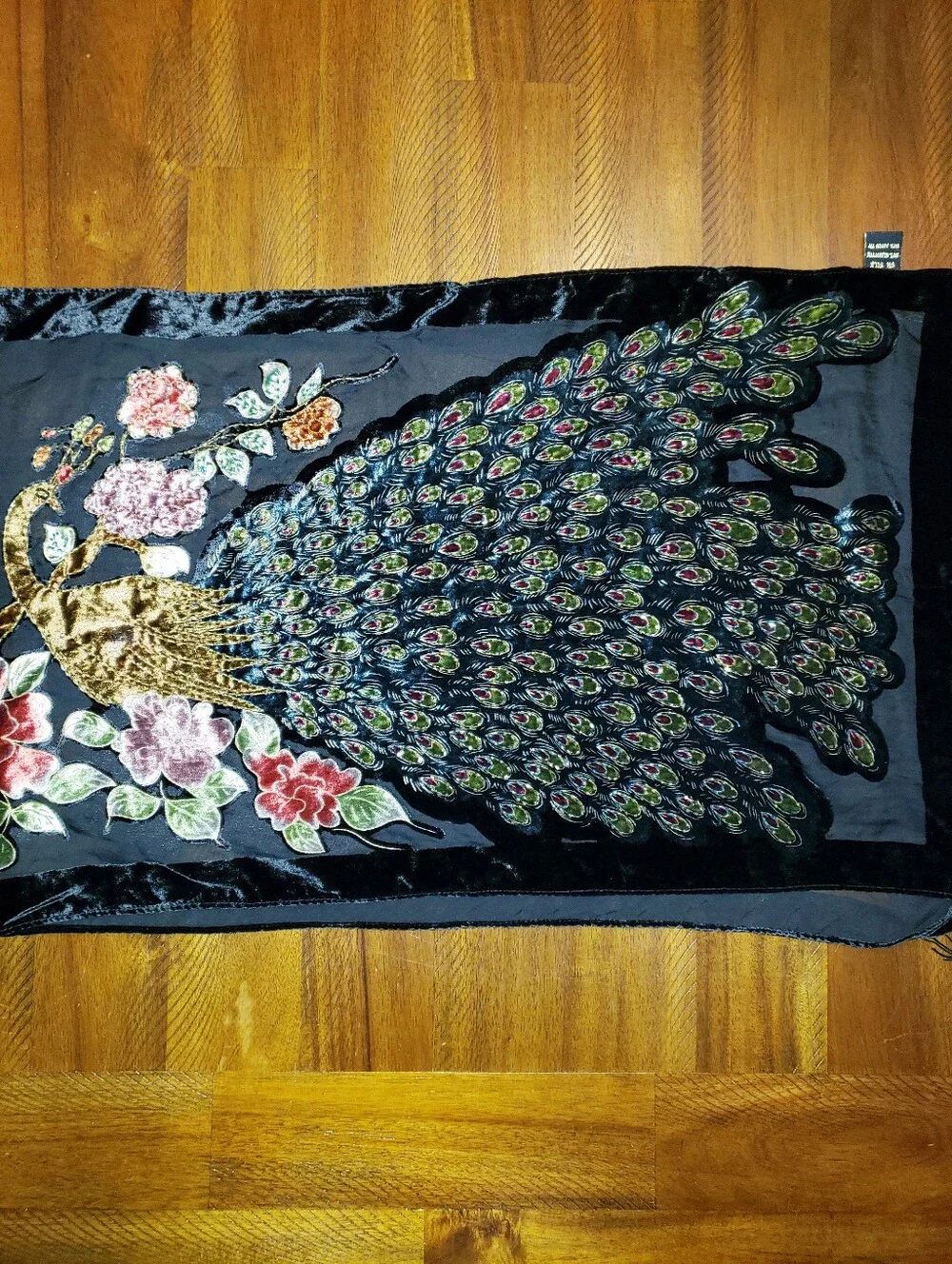 Embroidered Peacock Scarf/Shawl